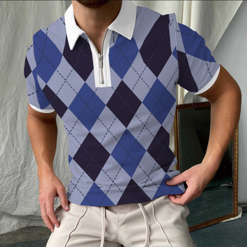 Lune London elegant short-sleeved checkered polo shirt for men