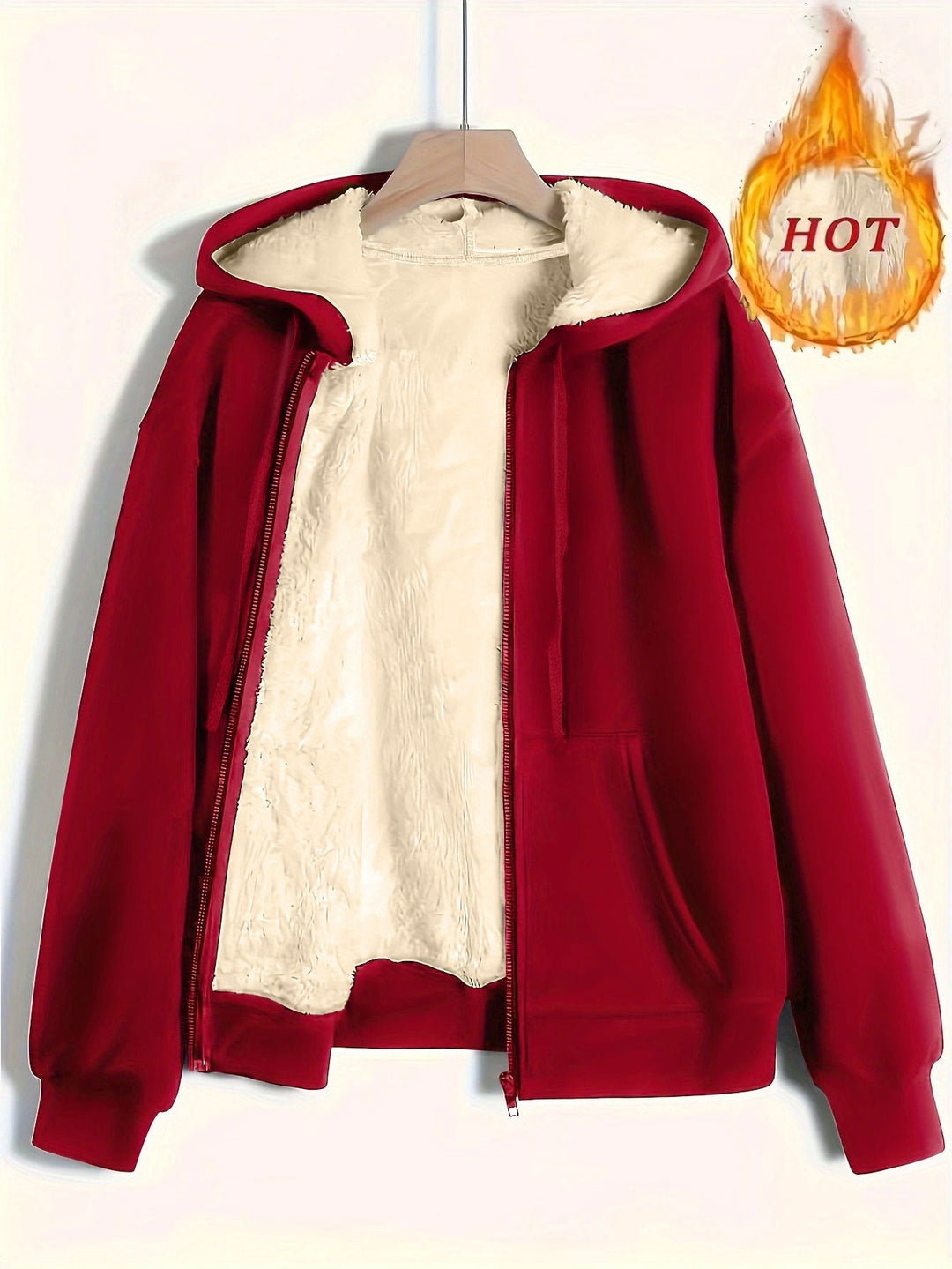 Ladies Cozy Fleece Jacket with Zipper and Hood Lune London