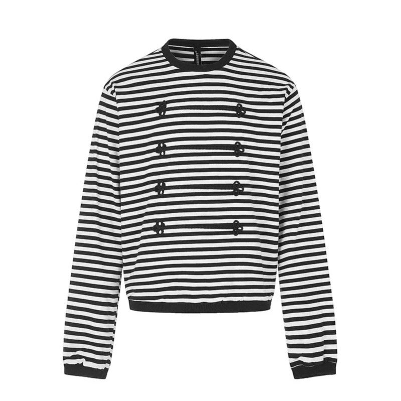Women Striped Sweatshirt with Maritime Knot Applications Amarae