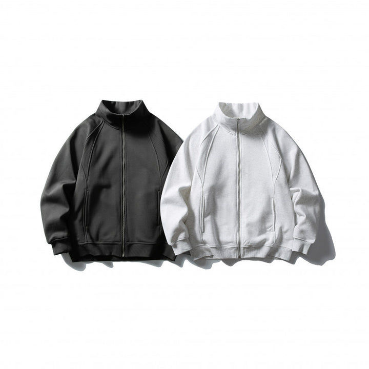 Unisex Boxy-Oversize-Zip Jacket with Stand-Up Collar, Raglan Sleeves, and Side Pockets Amarae