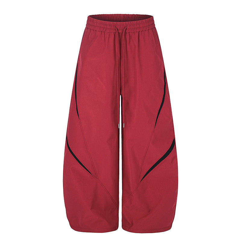 Women's Extra Wide Palazzo Training Pants in Tech Look with Drawstring Waistband and Curved Side Inserts Amarae