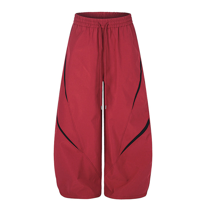 Women's Extra Wide Palazzo Training Pants in Tech Look with Drawstring Waistband and Curved Side Inserts Amarae