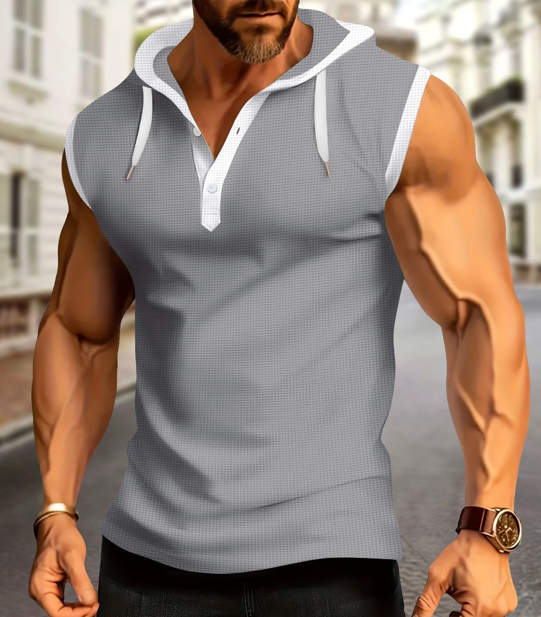 Men's performance polo shirt with short sleeves and hood Lune London
