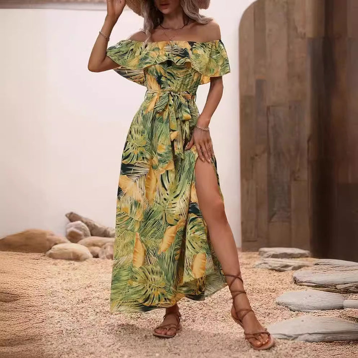 Maxie Off-Shoulder Dress for Women with Side Slit Lune London