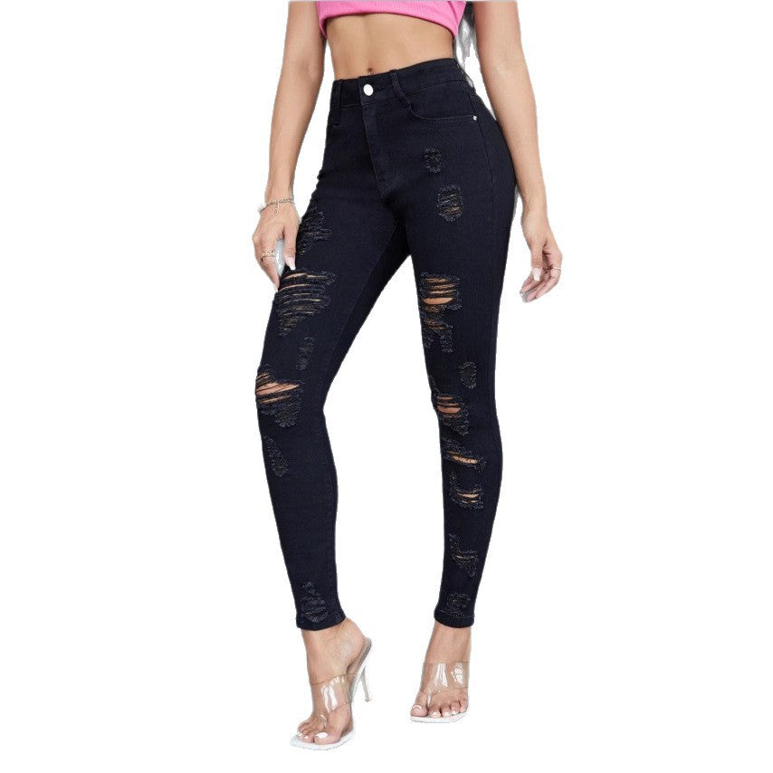 Ladies High-Waist Skinny Jeans with strong Destroy Effect Amarae
