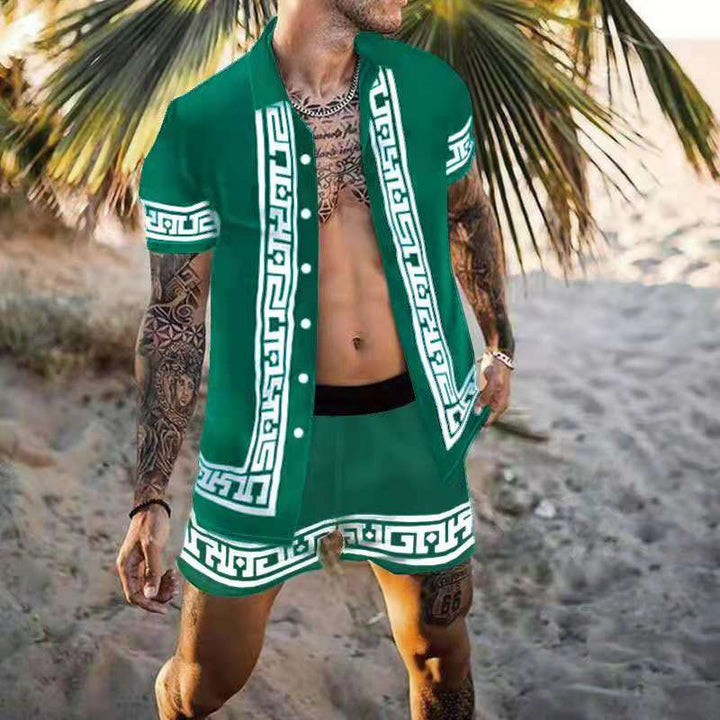 Men's Floral Print Short Sleeve Holiday Set Amarae