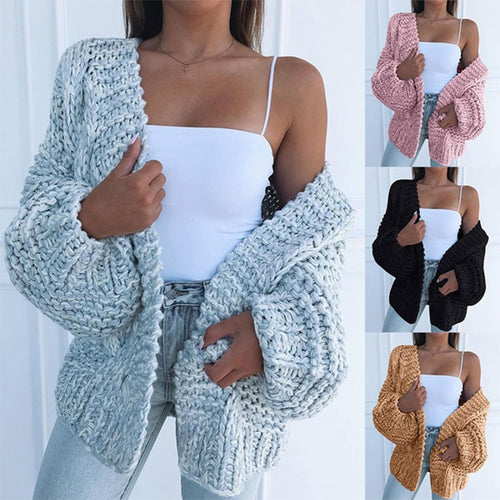 Thick knit jacket for women with casual fit and deep pockets Amarae