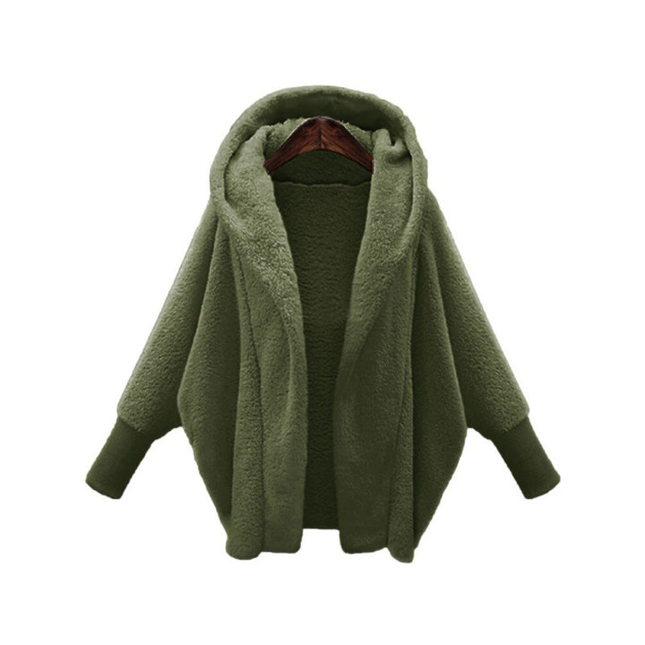 Women's Cozy Oversized Hoodie Cardigan made of Teddy Fleece with Bat Sleeves Amarae