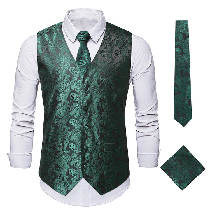 Elegant waistcoat for men with a stylish paisley pattern and matching accessories Lune London