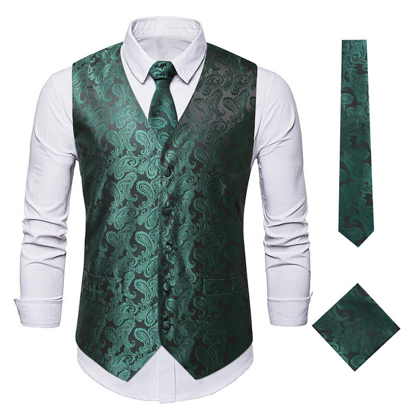 Men's Elegant Suit Vest with Stylish Paisley Pattern and Matching Accessories Lune London
