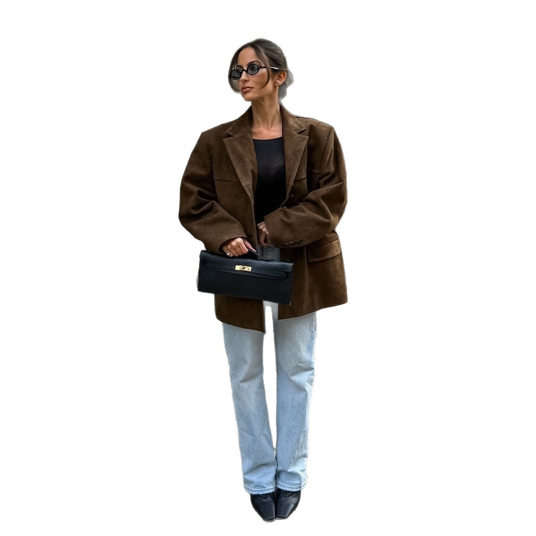 Ladies Oversized Modern Chic Suede Jacket and Style