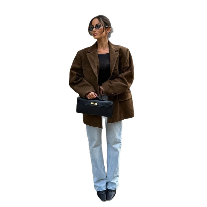 Ladies Oversized Modern Chic Suede Jacket and Style