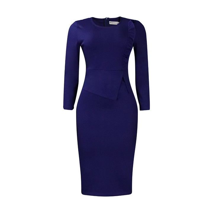 Fitted dress for women with long sleeves and ruching Lune London