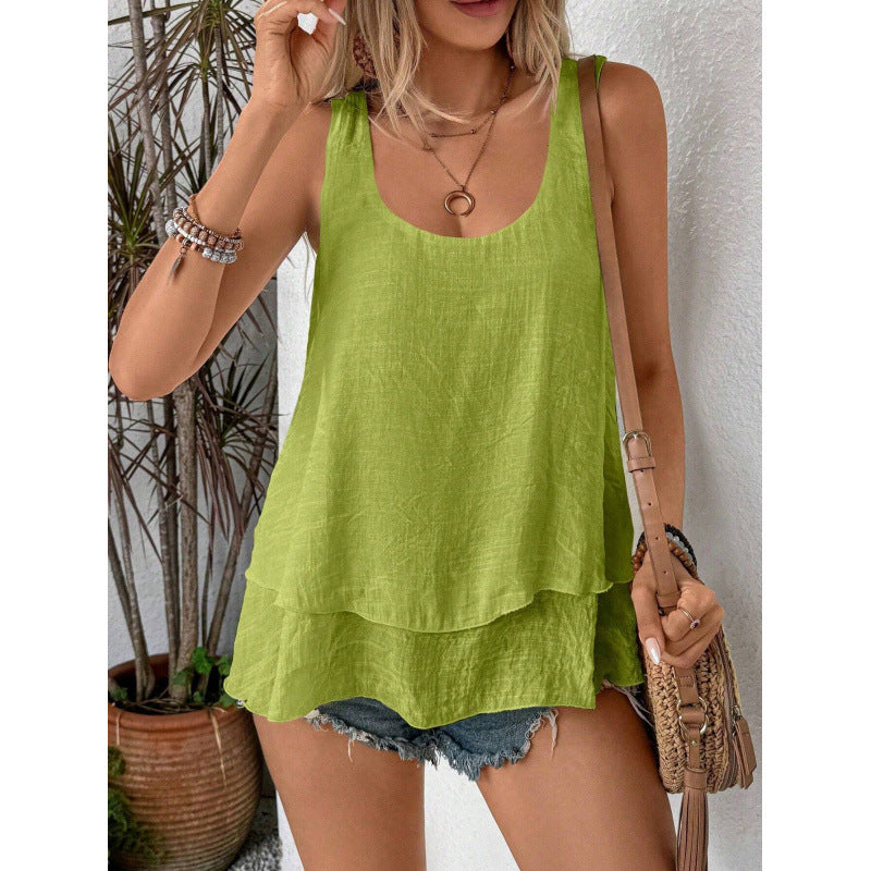 Women's casual linen top with wide neckline Amarae
