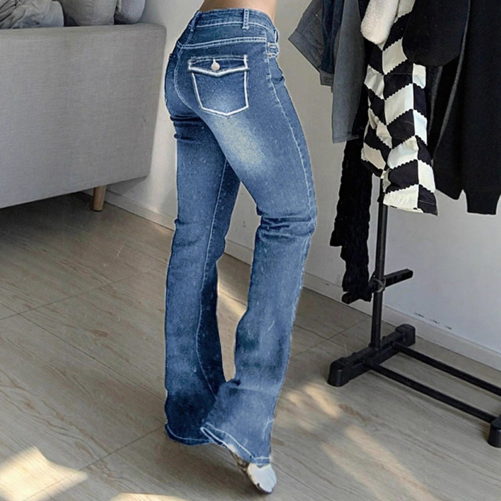 Women's high-waisted flared denim pants with sculpting fit and extended leg Amarae