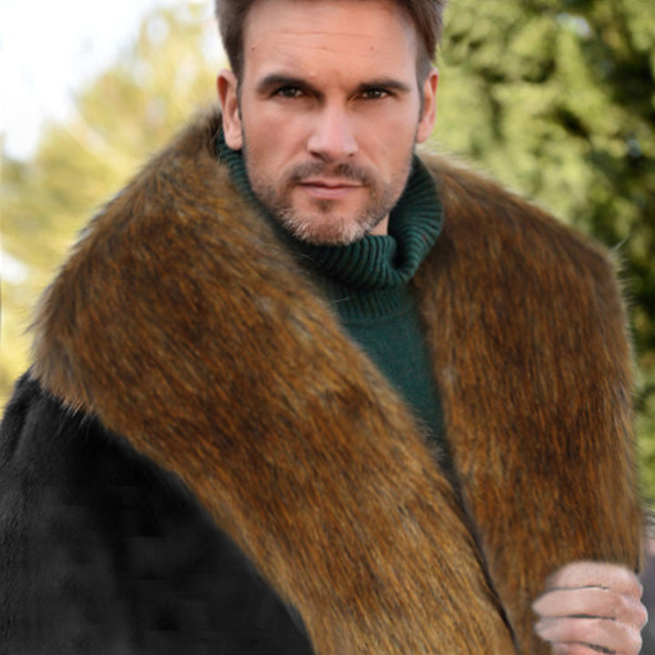 Men's faux fur coat with large collar and elegant details Lune London