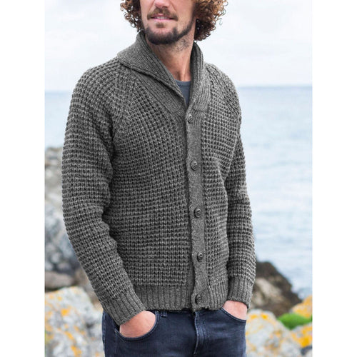 Men's knitted jacket with a fine structure design and practical buttons Amarae