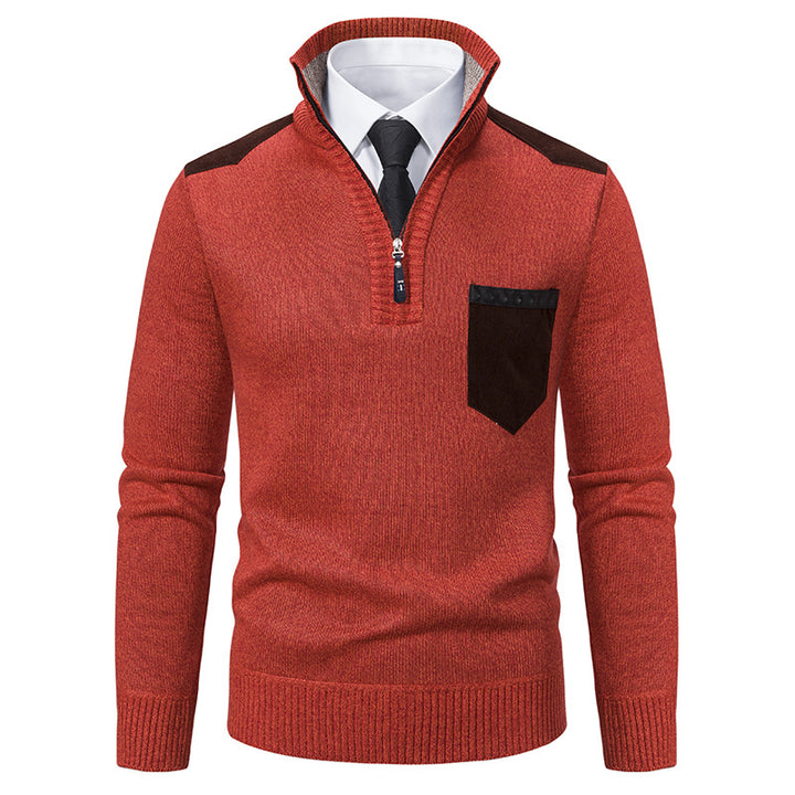 Elegant knitted sweater for men with collar and pockets Lune London