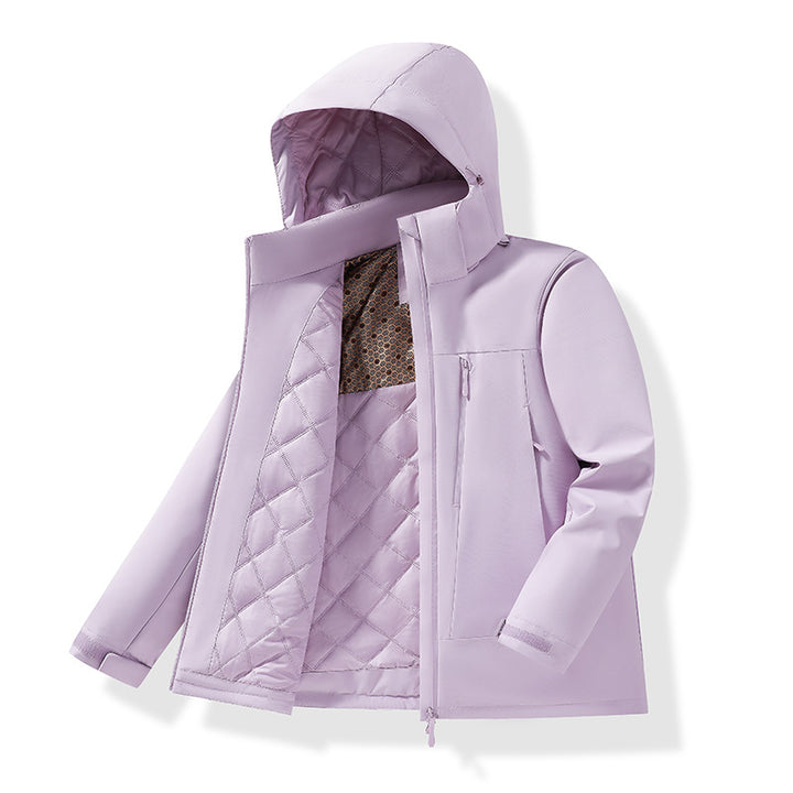Men's Water-Repellent Quilted Thermal Outdoor Jacket with Hood and Concealed Zipper Pockets Amarae