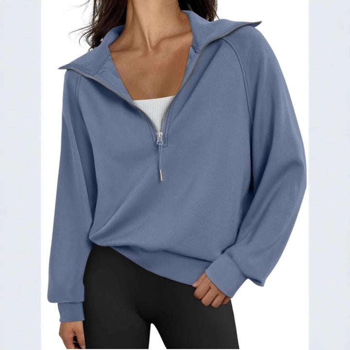 Casual pullover for women with high collar and zip Lune London