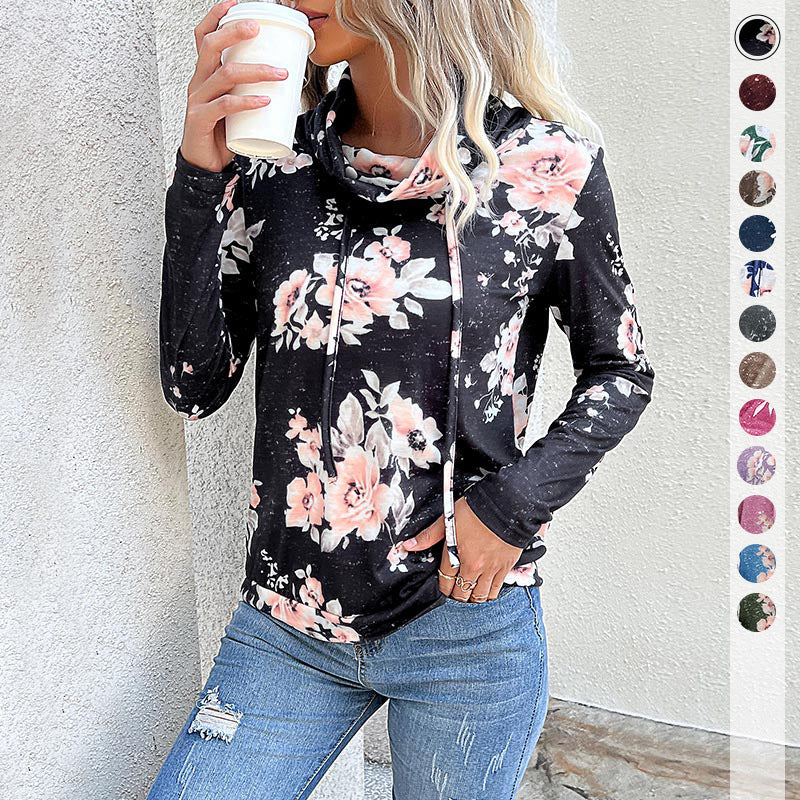 Pull femmes avec motif floral et col haut Chic & Stil