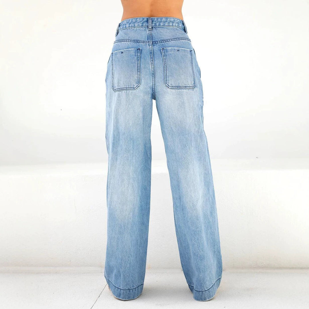 Women High-waisted wide Denim jeans in Palazzo cut Amarae