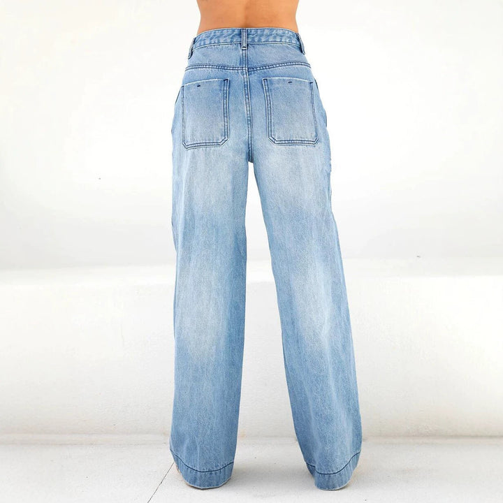 Women High-waisted wide Denim jeans in Palazzo cut Amarae