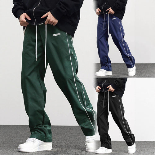 Casual men's jogger pants with elastic waist and contrasting side stripes Amarae