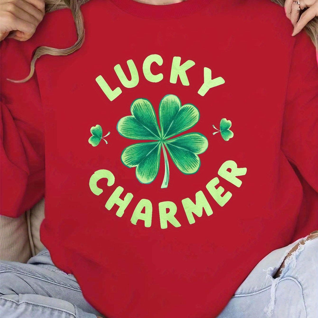 Sweatshirt pour femmes avec un design de trèfle tendance et une lettering inspirante Chic & Stil