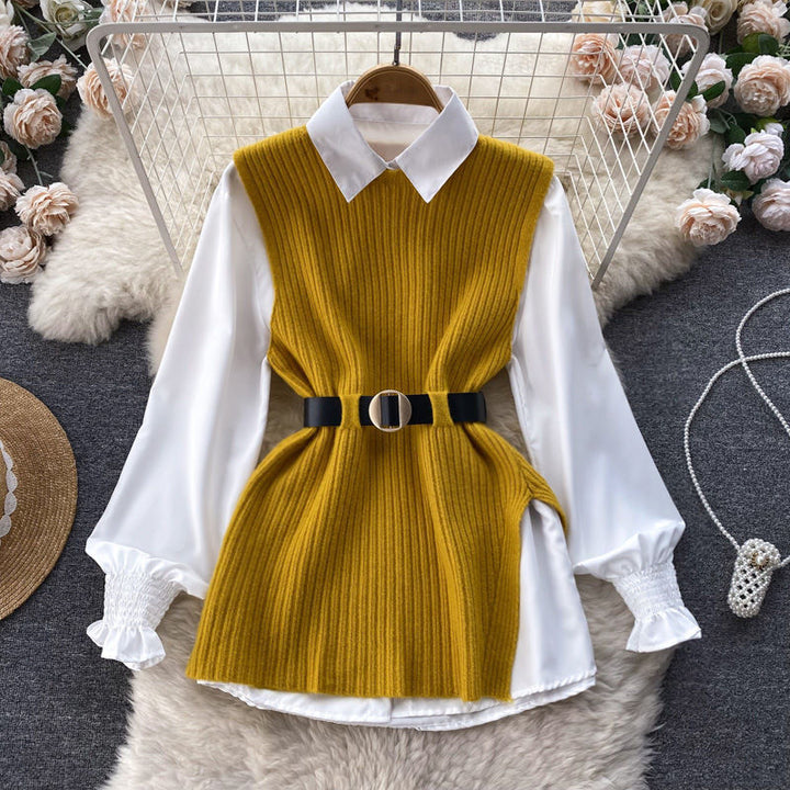 Robe en tricot pour femmes avec un look de blouse élégante Chic & Stil