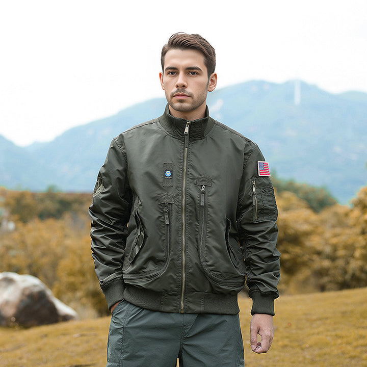 Technical bomber jacket for men with functional pockets Lune London