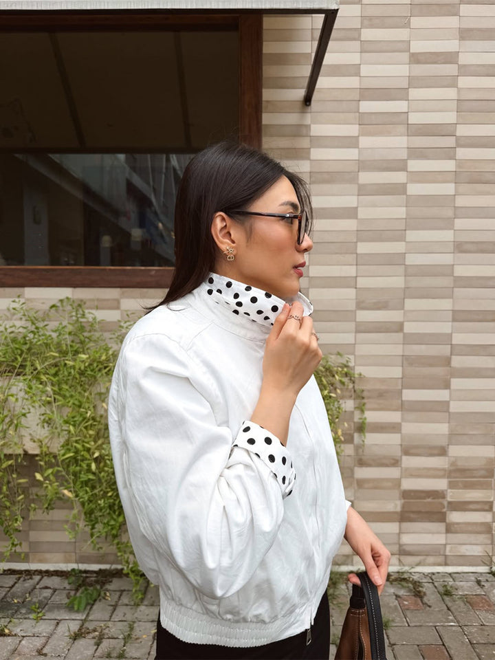 Women's lightweight bomber jacket with stand-up collar and dotted lining Amarae