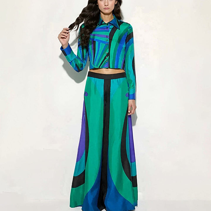 Ensemble pour femmes élégant à deux pièces avec crop top et jupes maxi Chic & Stil