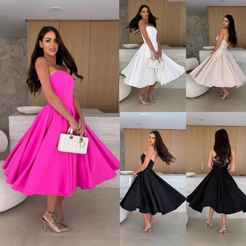 Amarae Strapless Flared Midi Dress