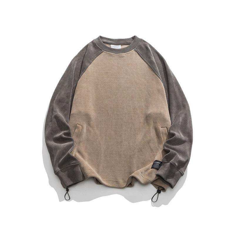 Unisex Oversize Cord Sweatshirt with Raglan Sleeves, Kangaroo Pockets and Drawstring Hem Amarae