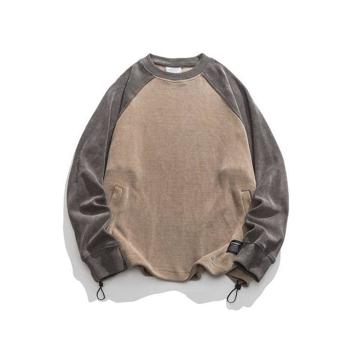 Unisex Oversize Cord Sweatshirt with Raglan Sleeves, Kangaroo Pockets and Drawstring Hem Amarae