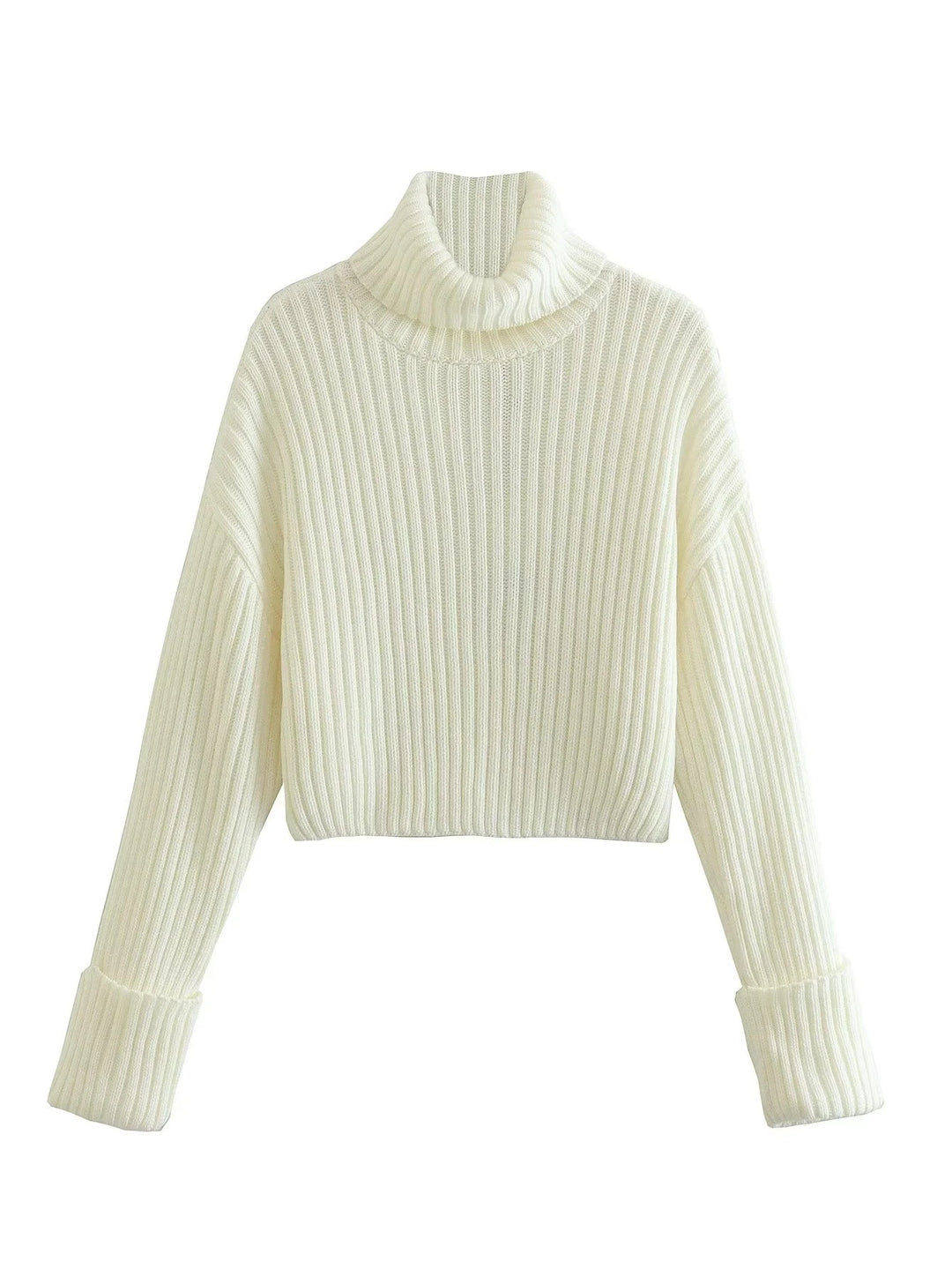Ladies Elegant Turtleneck Sweater with Textured Rib Pattern Lune London