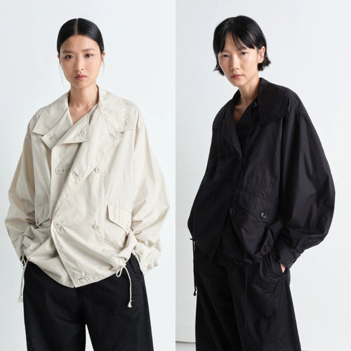 Trendy women's transition jacket with large collar and practical pockets Amarae