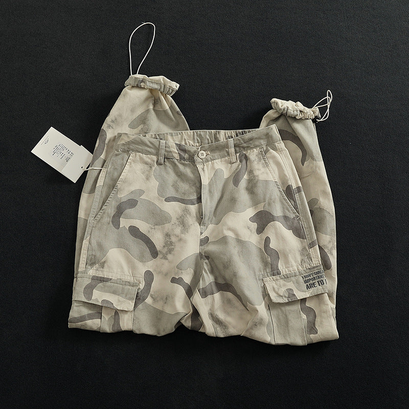 Cargo pants for women with versatile pockets and modern camouflage design Lune London