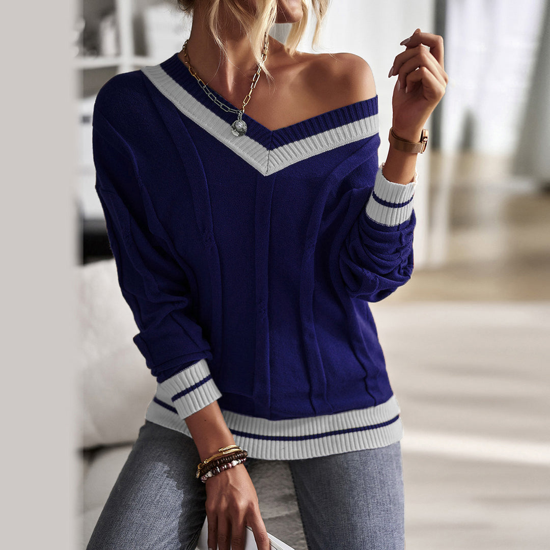 Casual top for women with off-shoulder cut and contrasting rib details Lune London