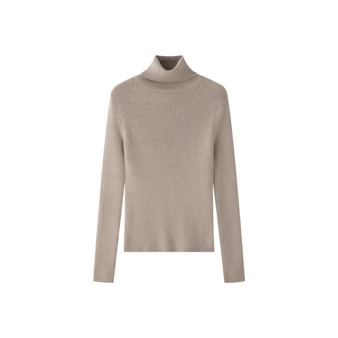 Women's Figure-Hugging Ribbed Turtleneck Sweater made of Fine Knit Amarae