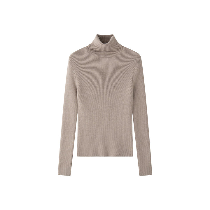 Women's Figure-Hugging Ribbed Turtleneck Sweater made of Fine Knit Amarae