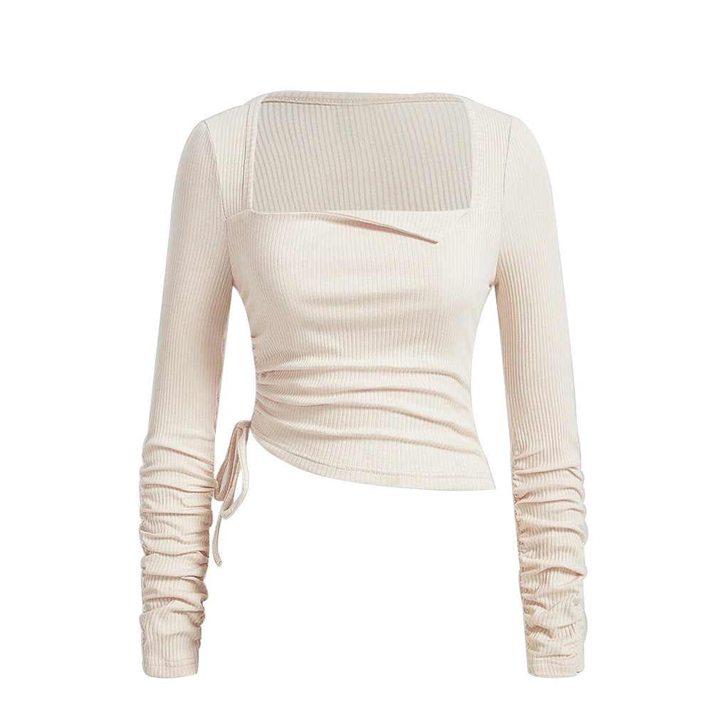 Haut décontracté pour femmes avec des éléments de gathering raffinés et un décolleté carré Chic & Stil