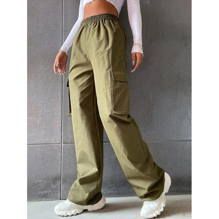 Women's cargo pants with side pockets and elastic waistband Lune London