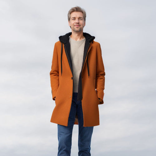 Fashionable women's transition coat with removable hood and practical pockets Amarae