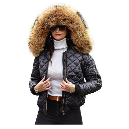 Ladies Urban Quilted Jacket with Soft Plush Collar Amarae