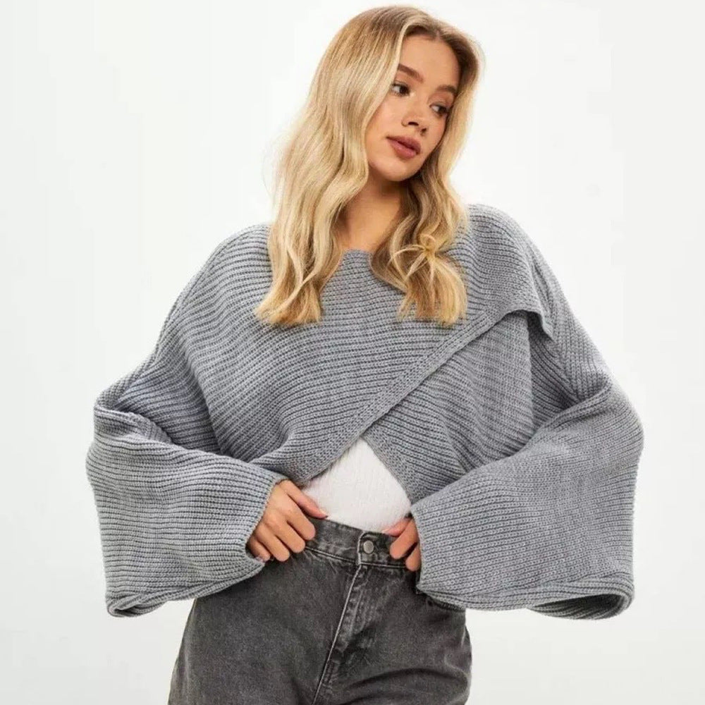 Pull en tricot court décontracté pour femme avec coupe loose Chic & Stil