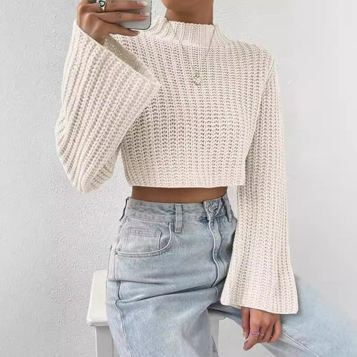 Casual crop sweater for women with wide sleeves and a structured design Amarae
