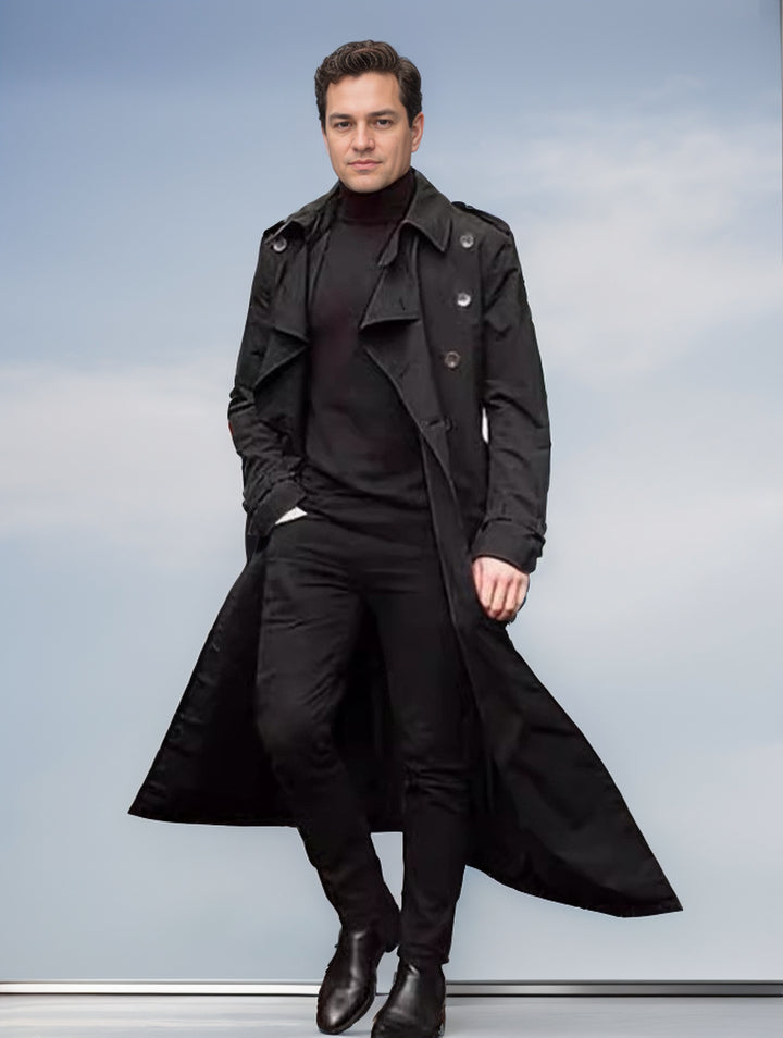 Long trench coat for men with a modern cut and practical pockets Amarae