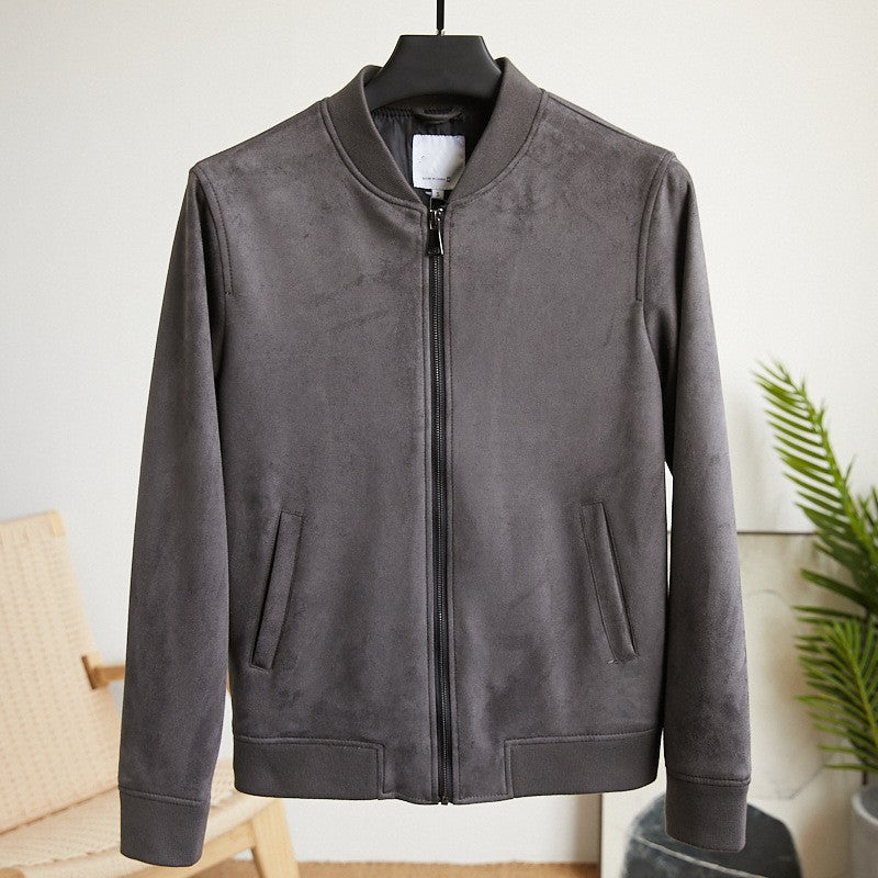 Men's Boxy Zip Blouson with Shirt Collar and Fine Wool Blend Amarae